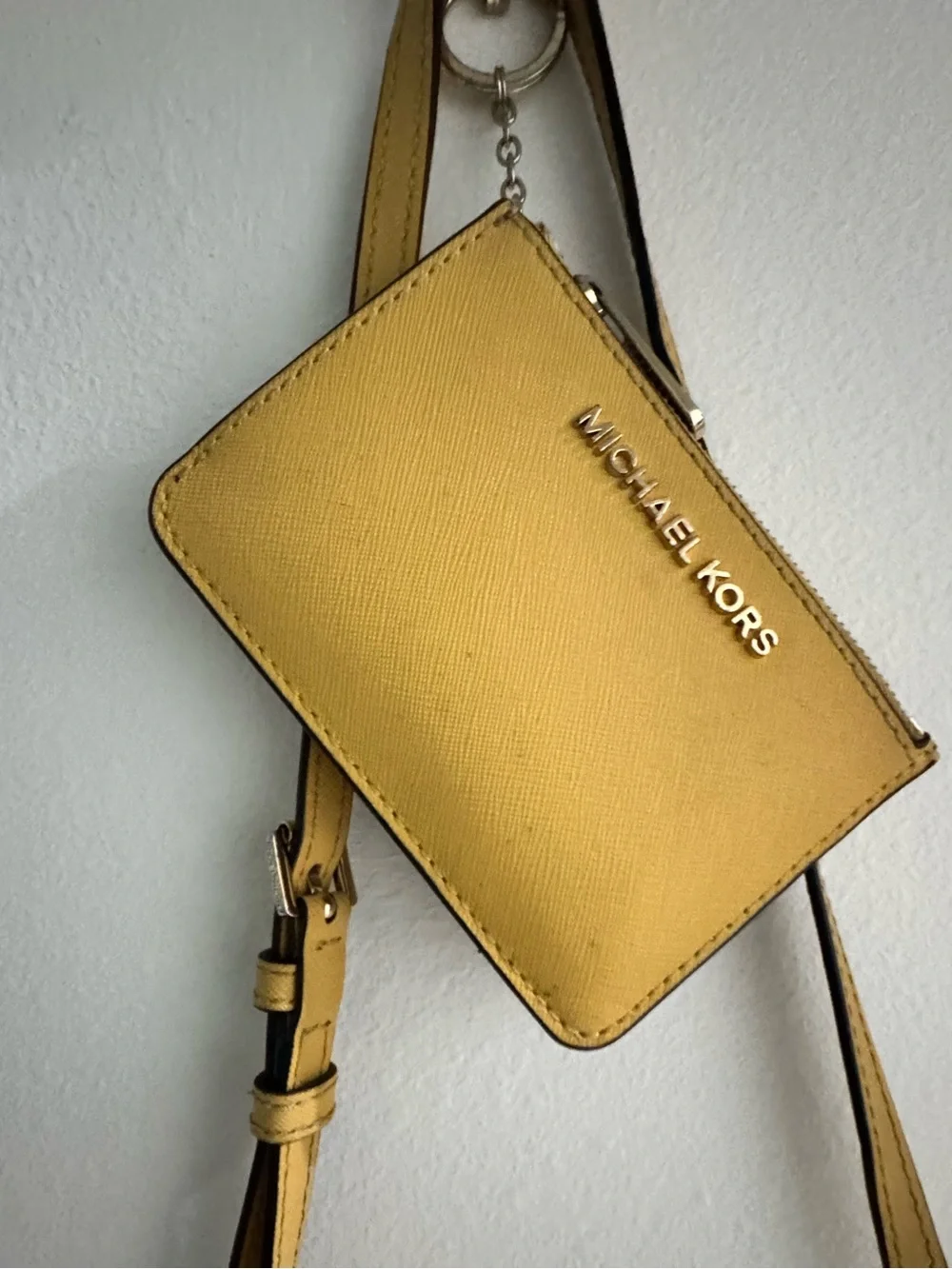 Michael Kors Yellow Leather Crossbody with Matching Card Pouch